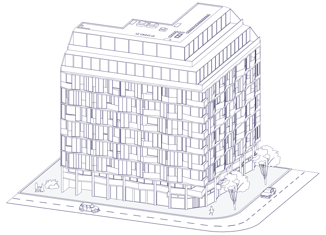 Architekturzeichnung des Wohnhauses Kayser am Franz-Josefs-Kai